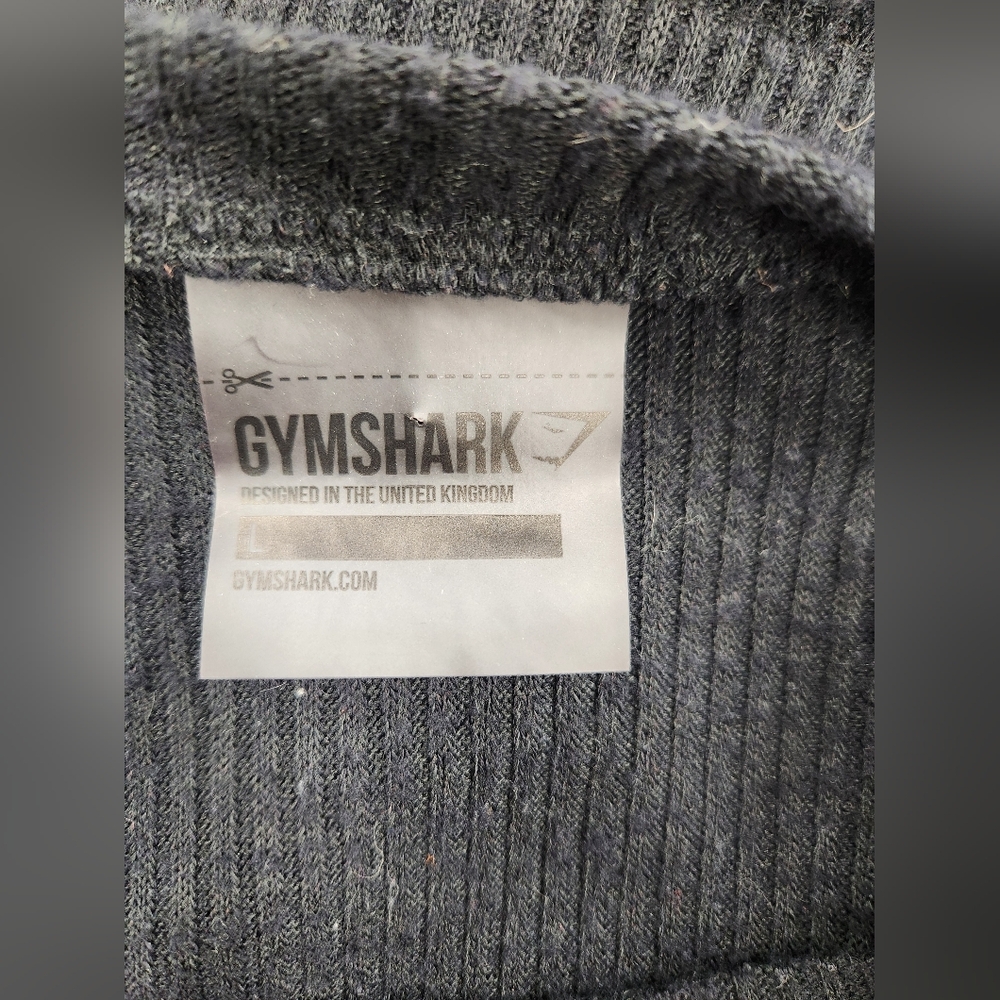 Gymshark Cropped‎ Pullover Top Women’s Size Large Ribbed Long Sleeves Black - Picture 3 of 4